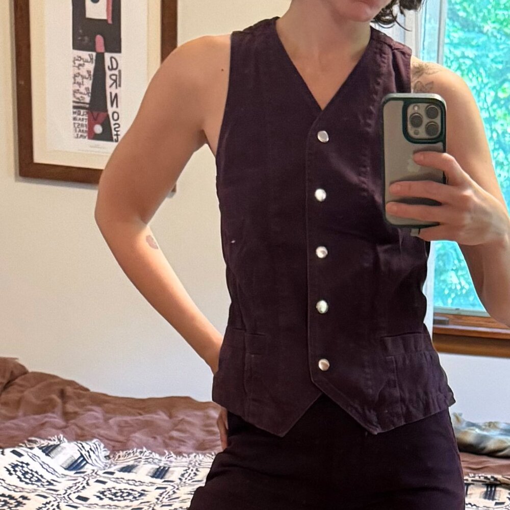 Rachel Comey Deep purple twill vest - workwear inspired